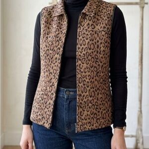 Coldwater Creek Leopard Print Brown & Black Sleeveless Vest